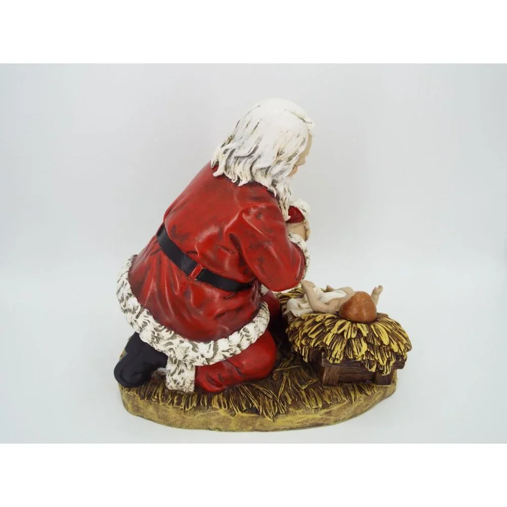RP Gauer 1983 Roman Kneeling Santa Resin Figurine Baby Jesus Manger